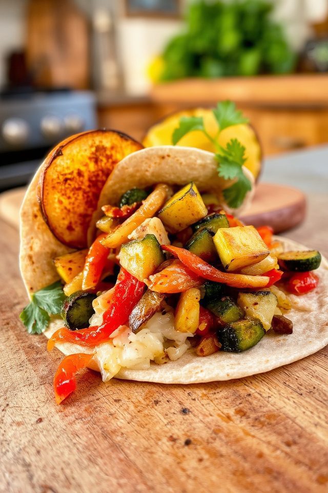 healthy roasted vegetable quesadilla