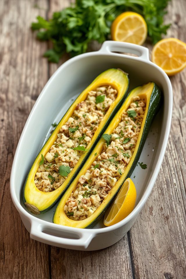 healthy tuna zucchini boats
