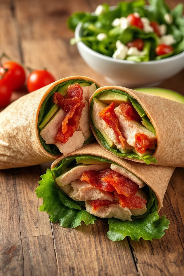 healthy turkey avocado wraps