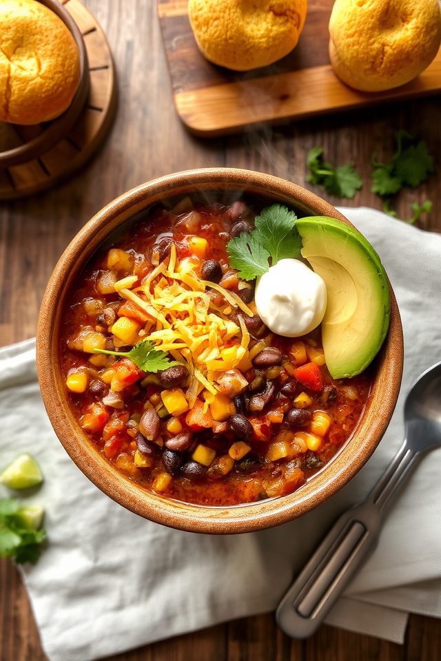 hearty bean vegetable chili
