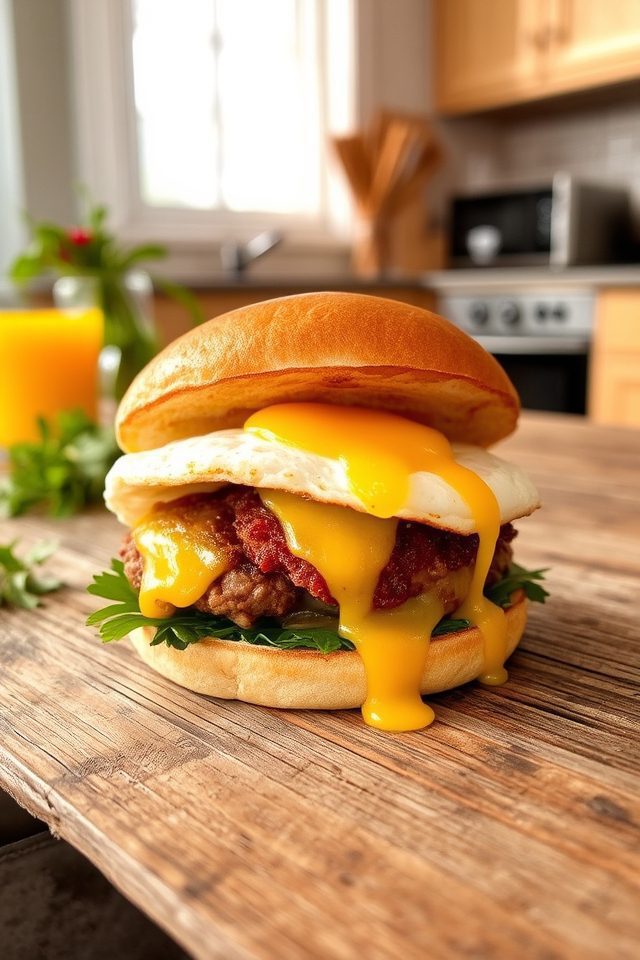 hearty breakfast sausage sandwiches