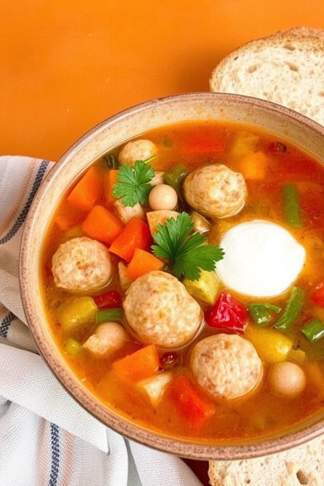 hearty chicken meatball soup