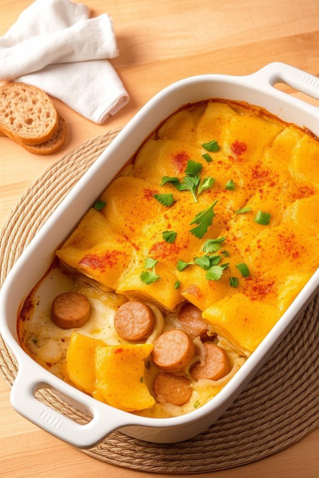 hearty chicken sausage casserole