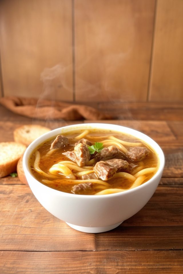 hearty comforting beef soup