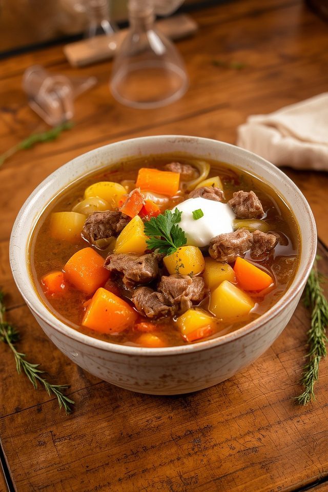hearty comforting brisket soup