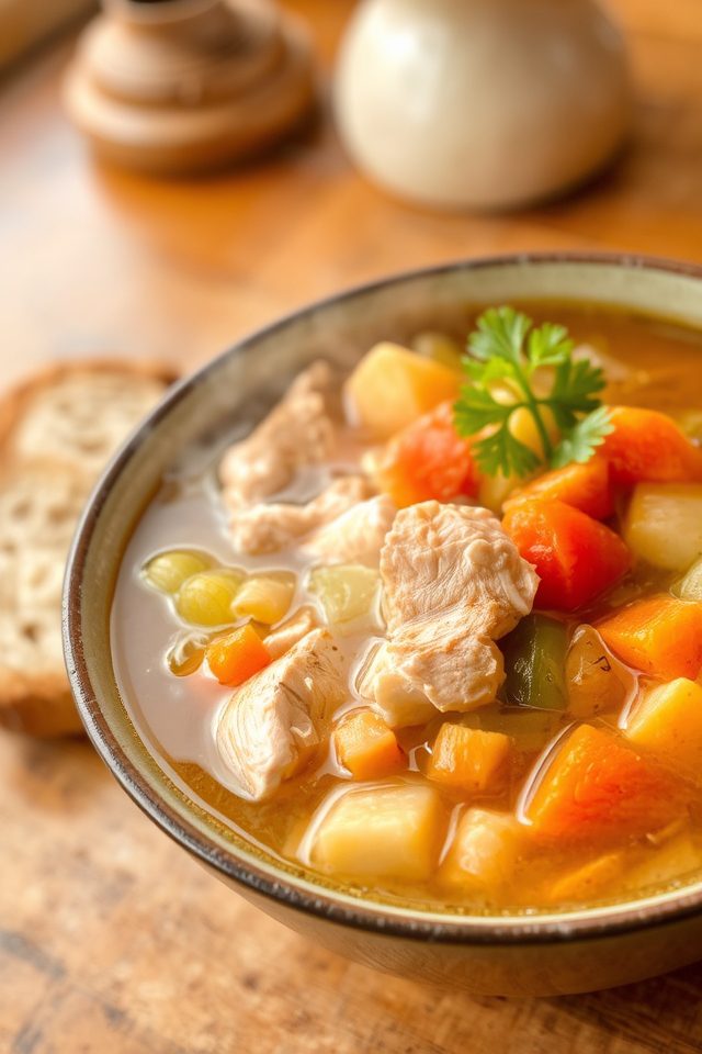 hearty comforting chicken soup