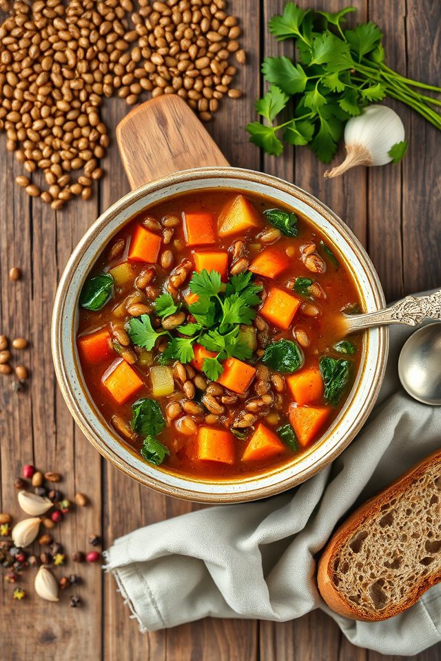 hearty nutritious lentil soup