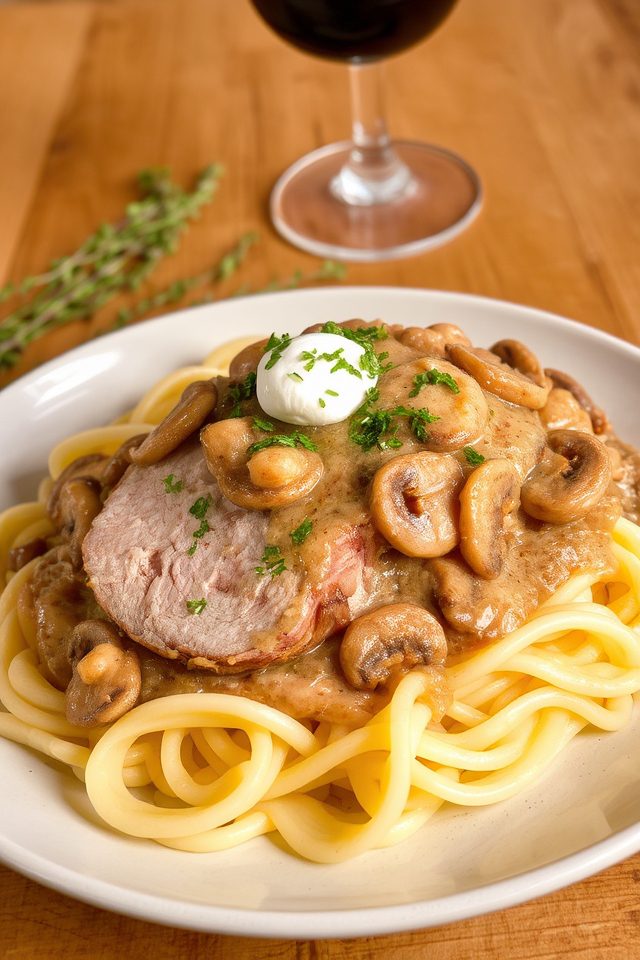 hearty pork stroganoff dish