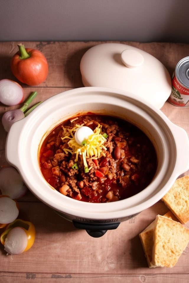 hearty slow cooked chili