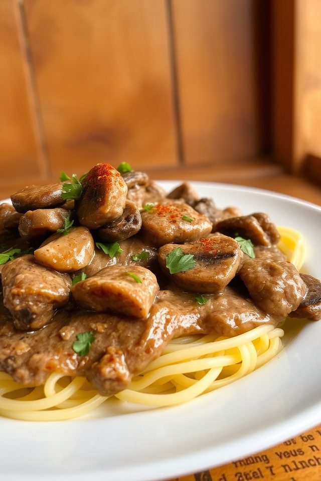 hearty steak mushroom dish