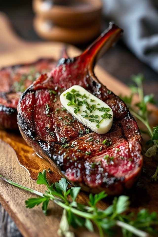 herb butter venison chops