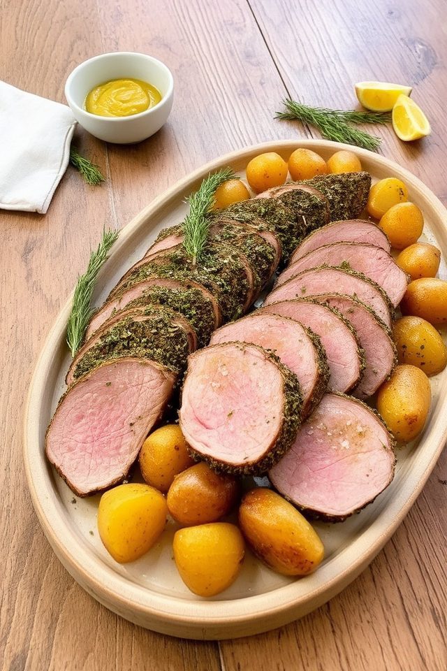 herb crusted pork with potatoes