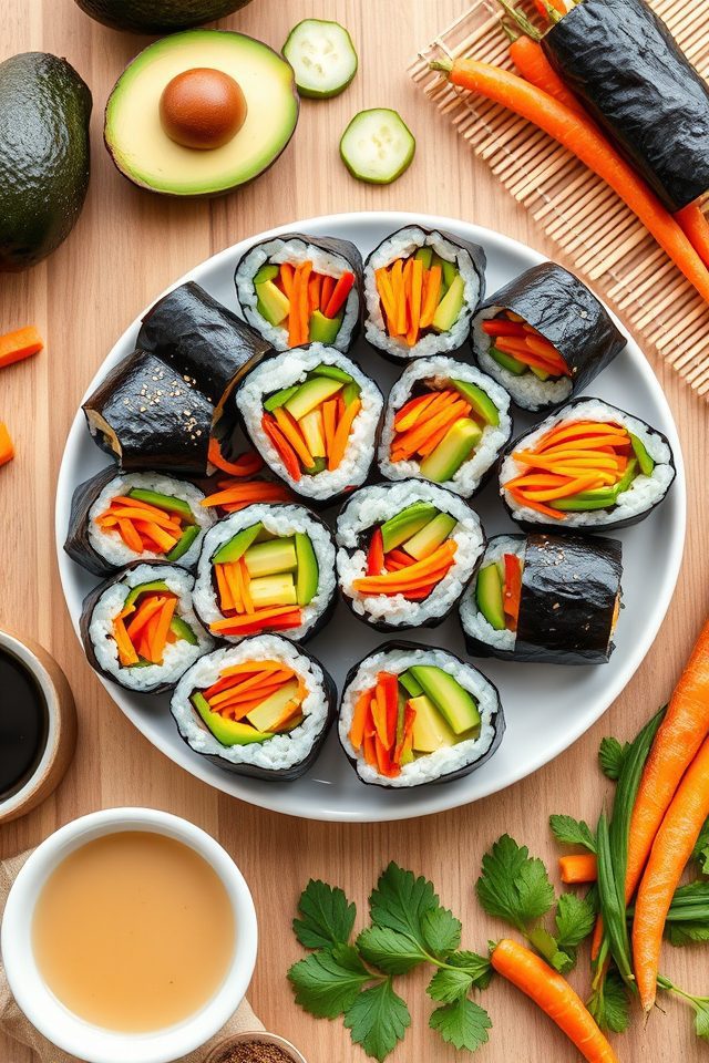 homemade vegetable sushi rolls