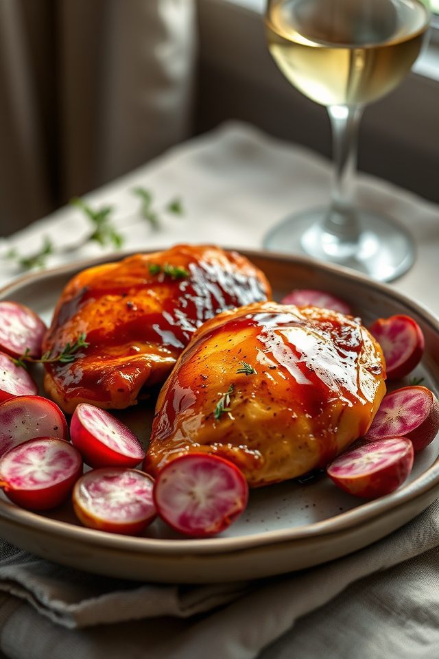 honey garlic chicken radishes