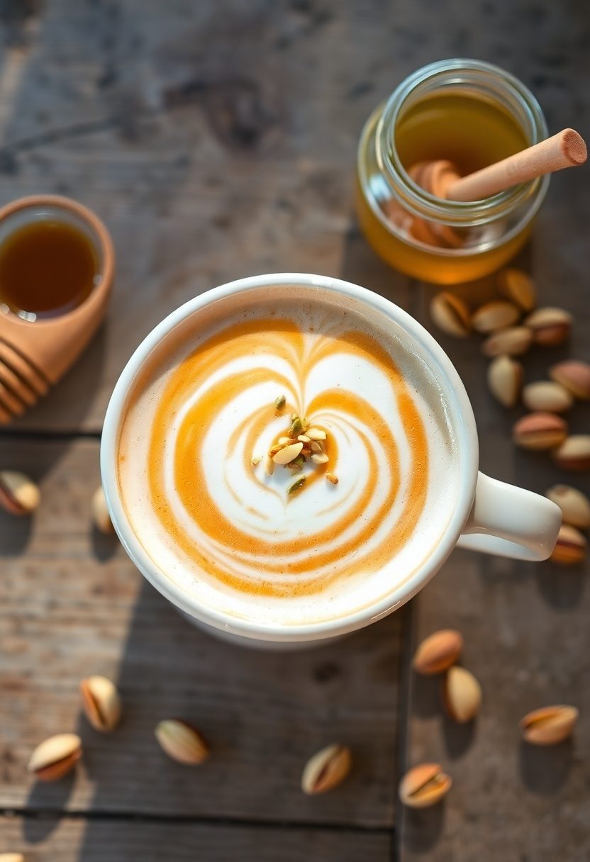 honey pistachio coffee drink