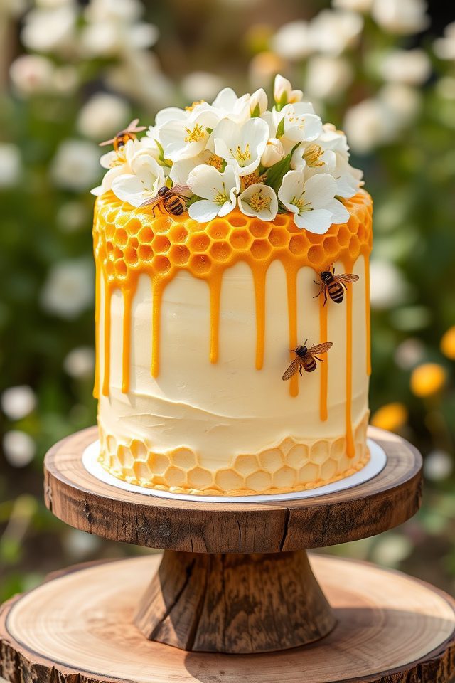 honeycomb bee design cake