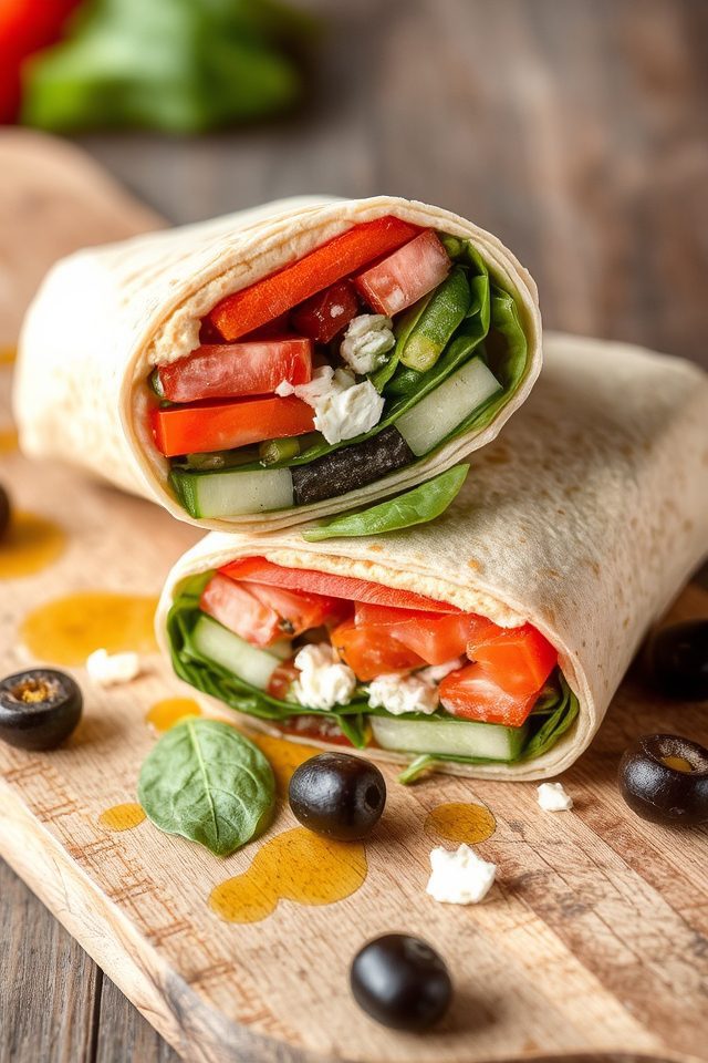 hummus feta veggie wrap