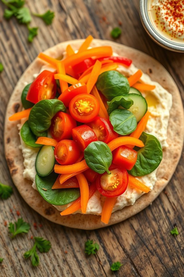 hummus pita with vegetables