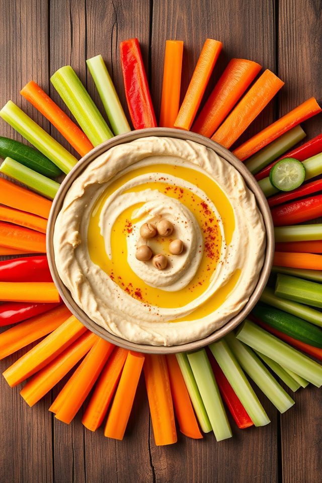 hummus with assorted vegetables