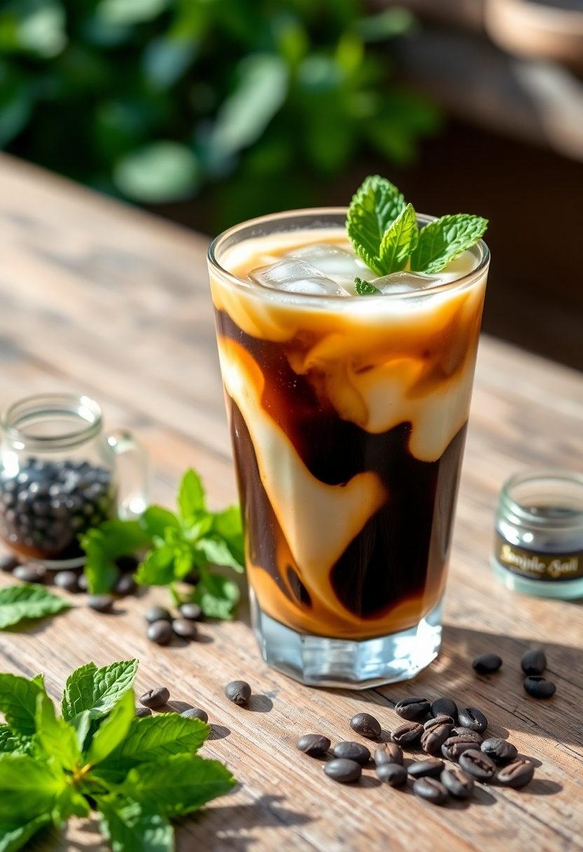 iced coffee with mint