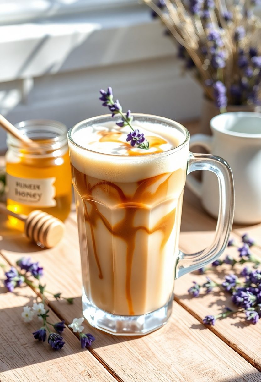 iced lavender honey latte