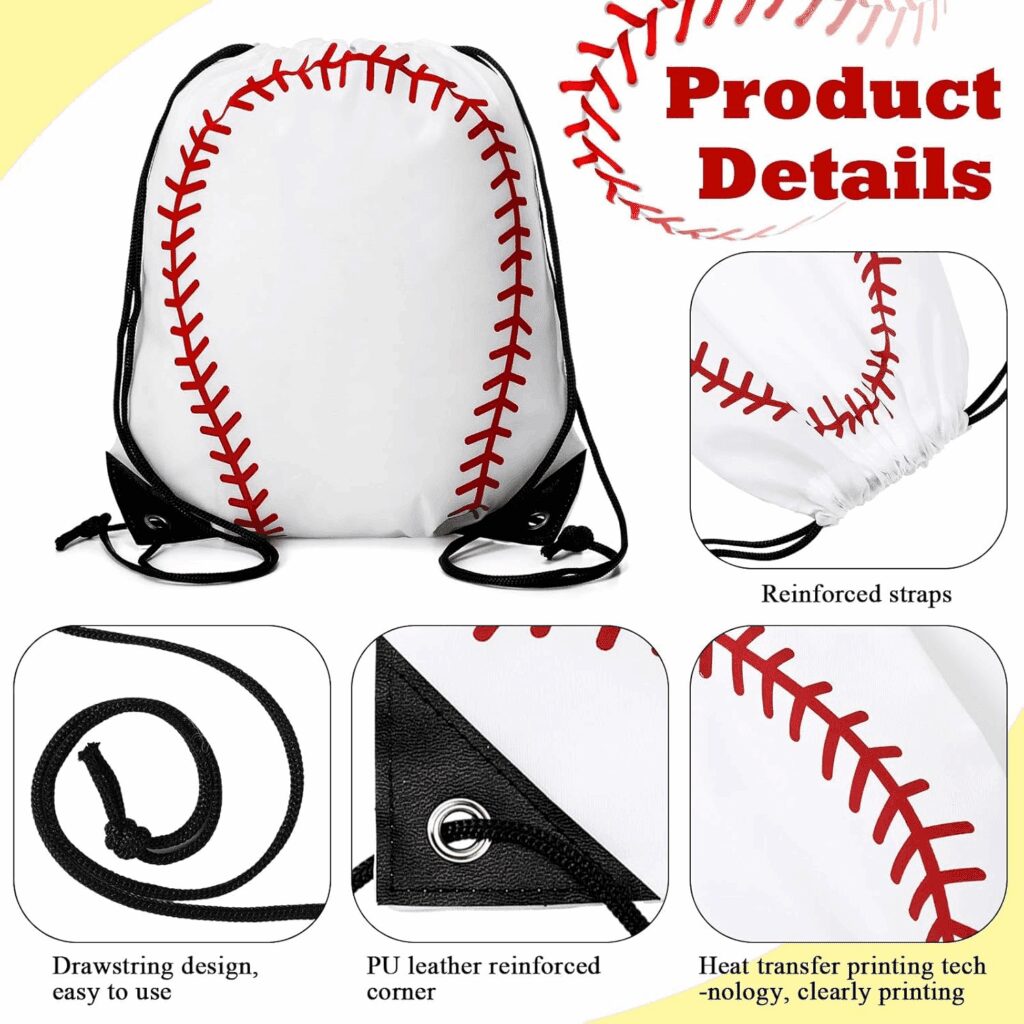 Baseball Drawstring Bags, Baseball Gift Party Favors for Team
