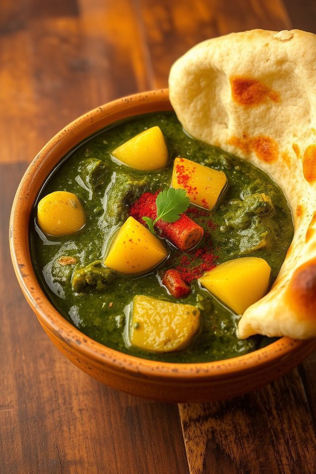 indian spinach potato dish