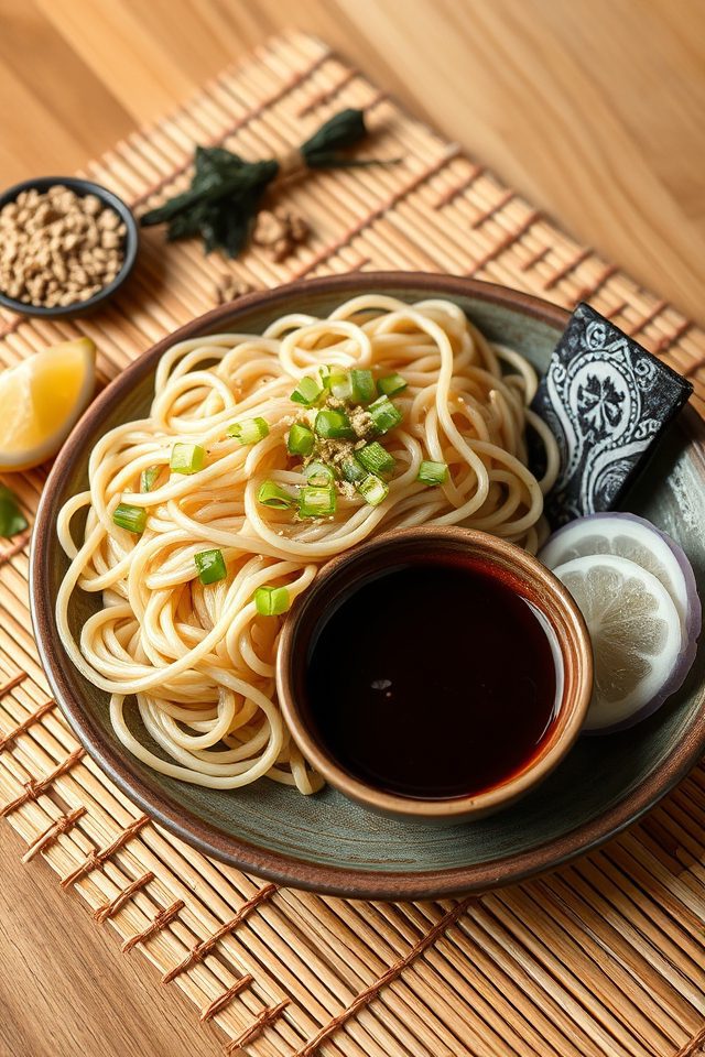 japanese buckwheat noodle dish