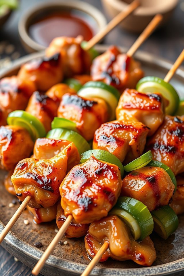 japanese grilled chicken skewers