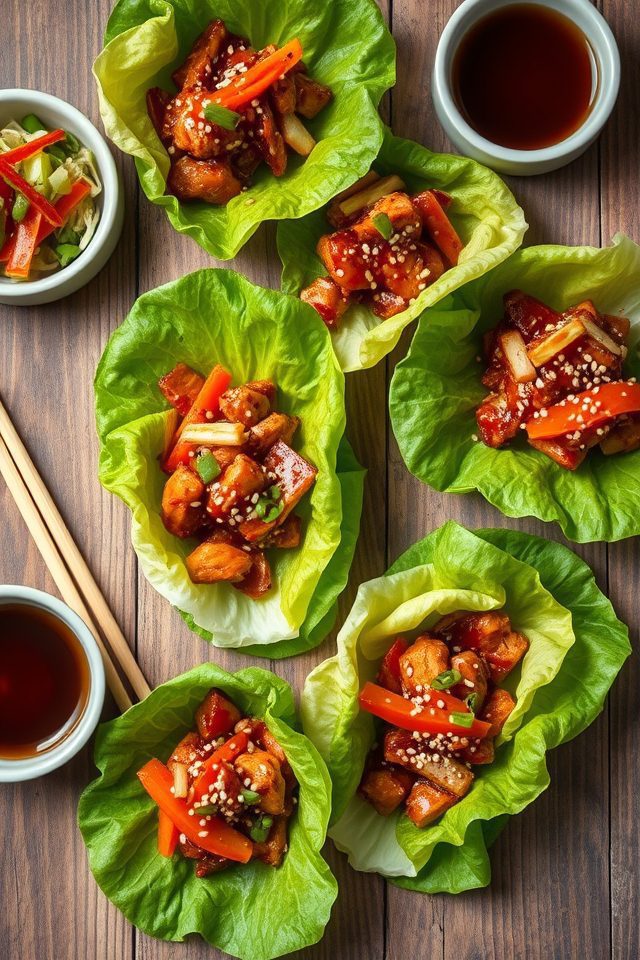 japanese inspired chicken lettuce wraps