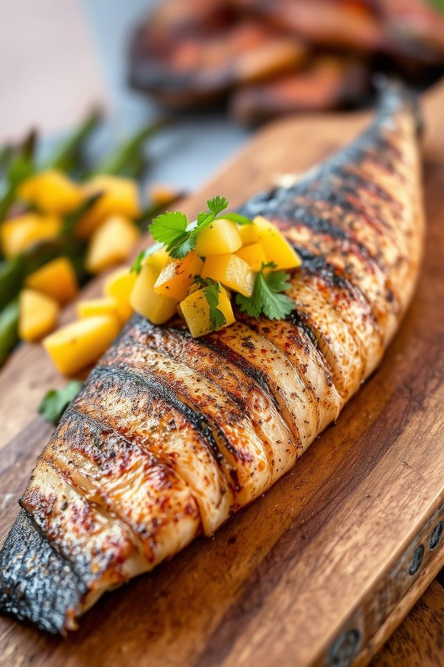 jerk seasoned grilled snapper