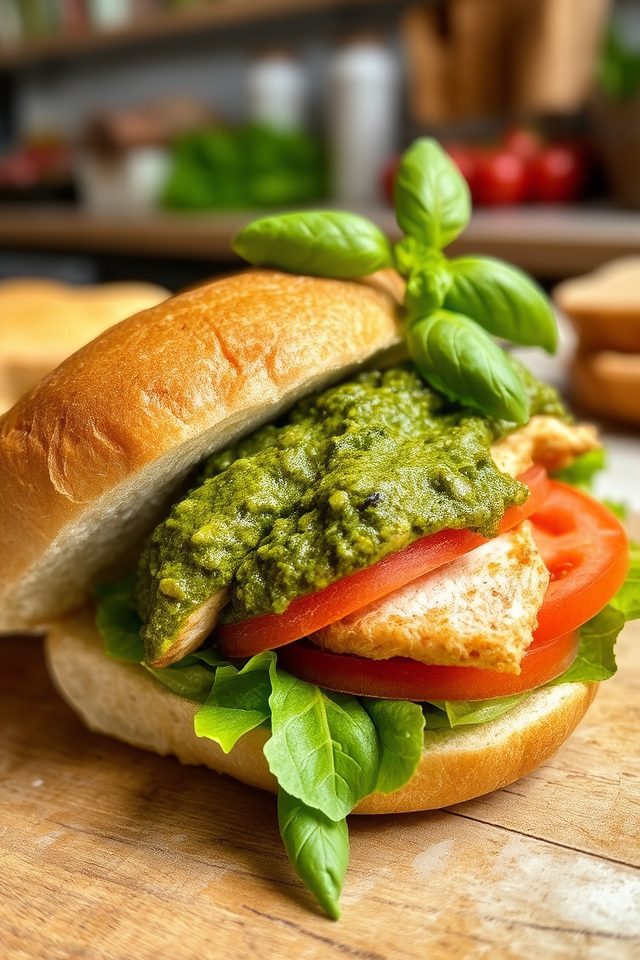 juicy chicken pesto sandwich