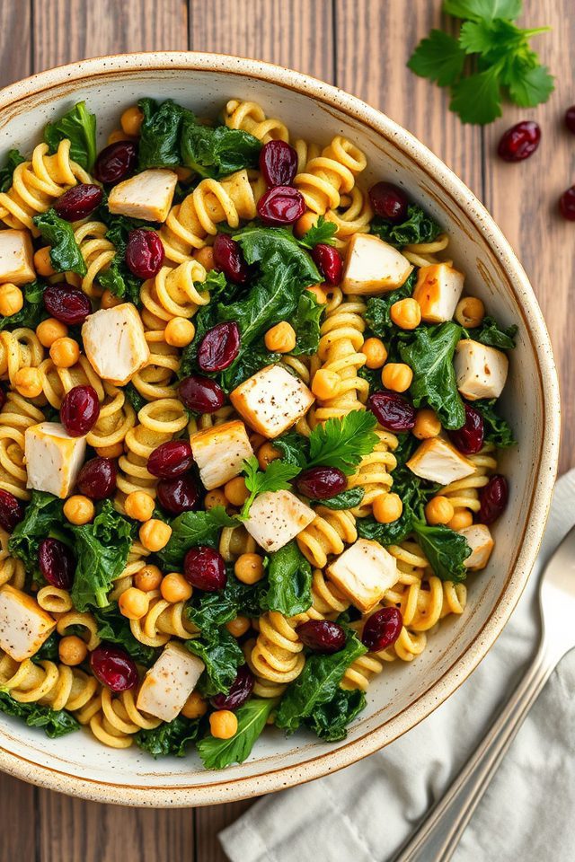 kale cranberry protein pasta
