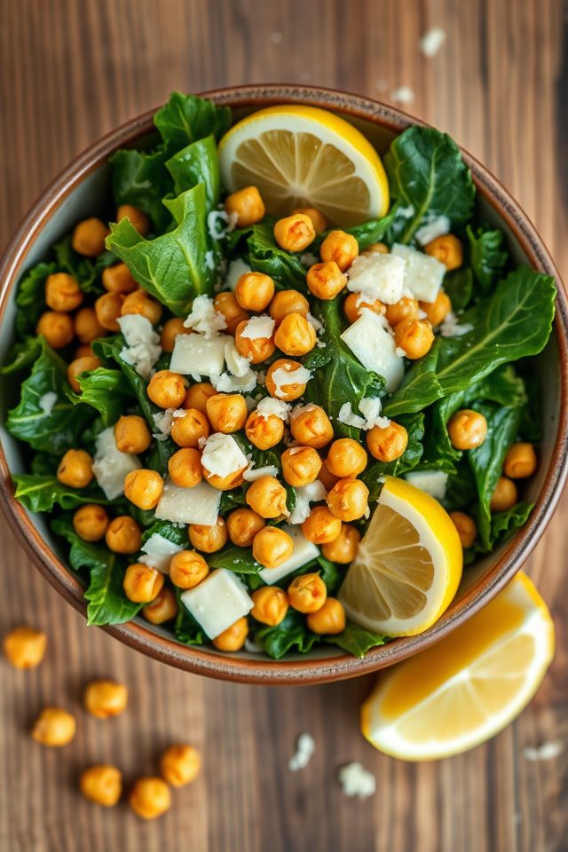 kale salad crispy chickpeas