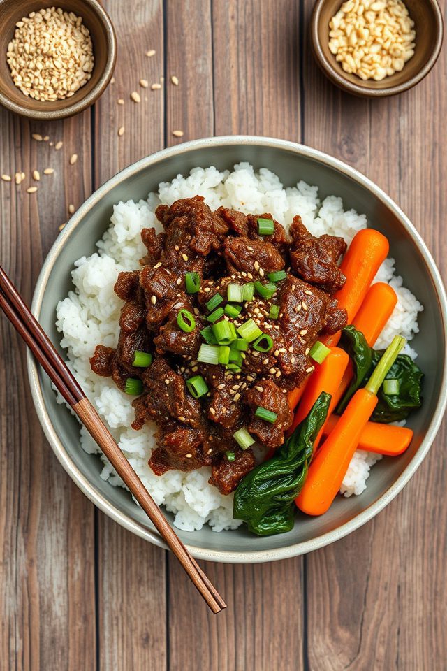 korean flavored beef bowls