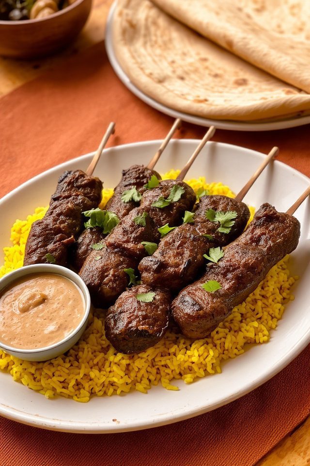 lamb kebabs peanut sauce