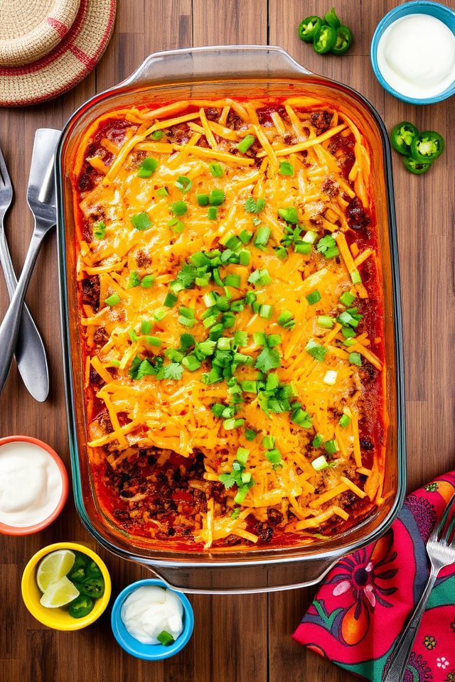 layered beef enchilada casserole