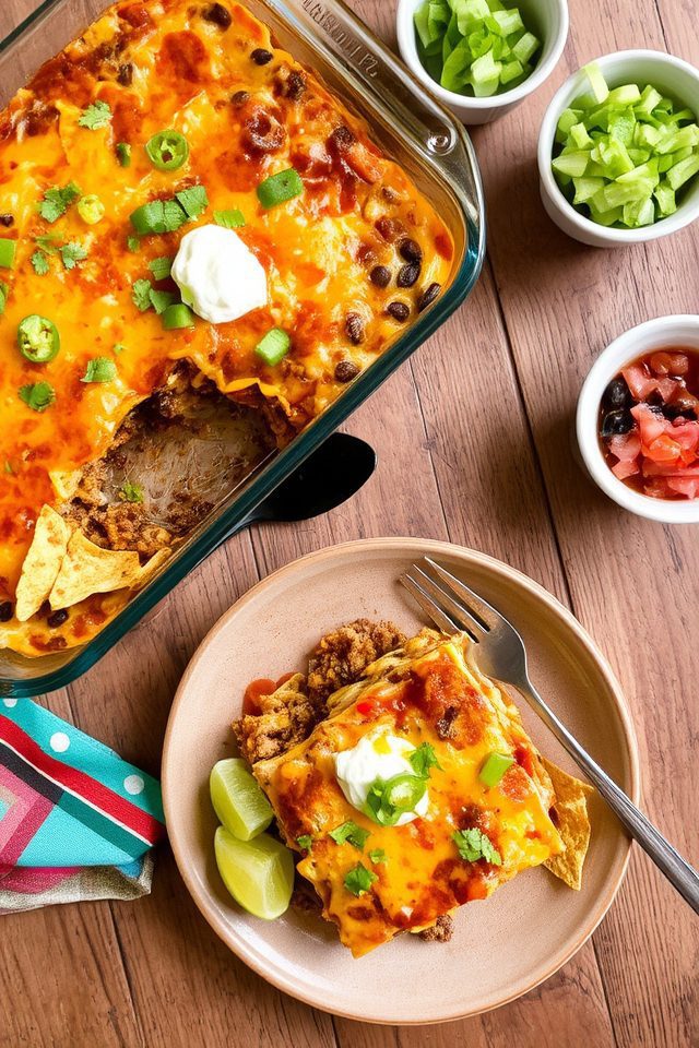 layered cheesy taco casserole