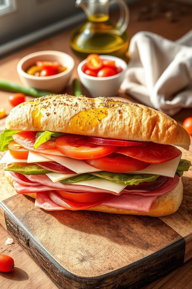 layered italian deli sub
