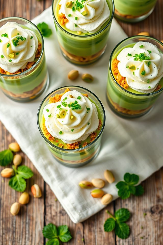 layered pistachio pudding dessert