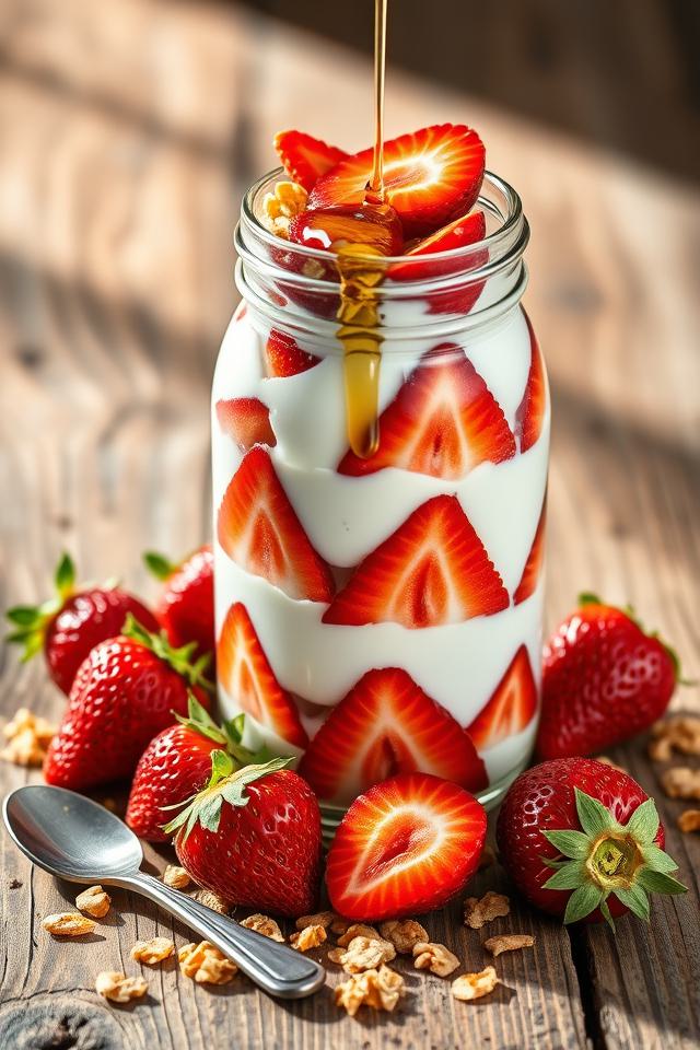 layered strawberry yogurt dessert