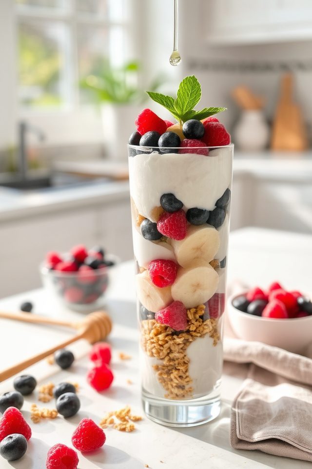 layered yogurt fruit parfait