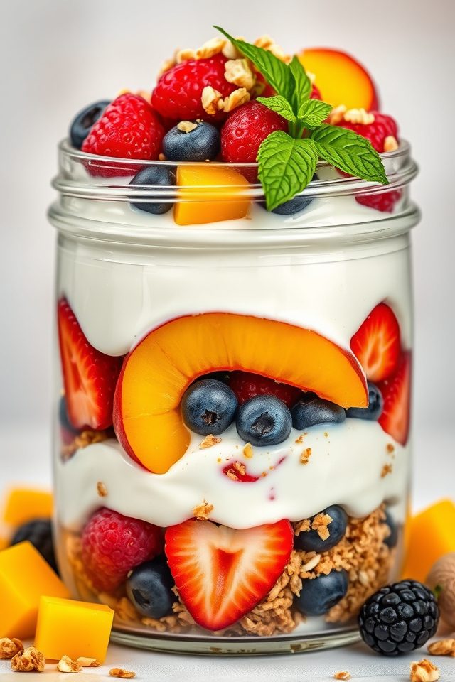 layered yogurt fruit parfait
