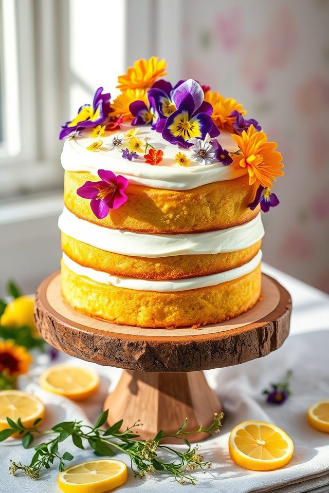 lemon drizzle floral cake