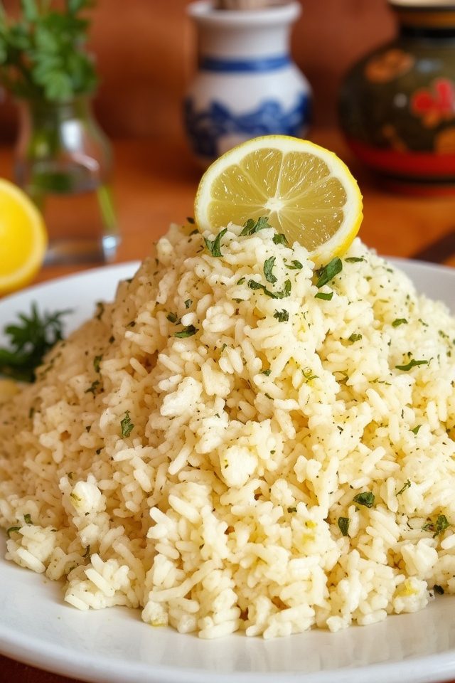 lemon infused greek rice