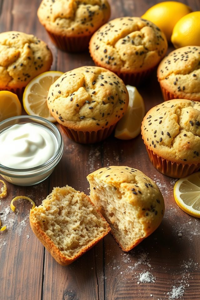 lemon poppy protein muffins
