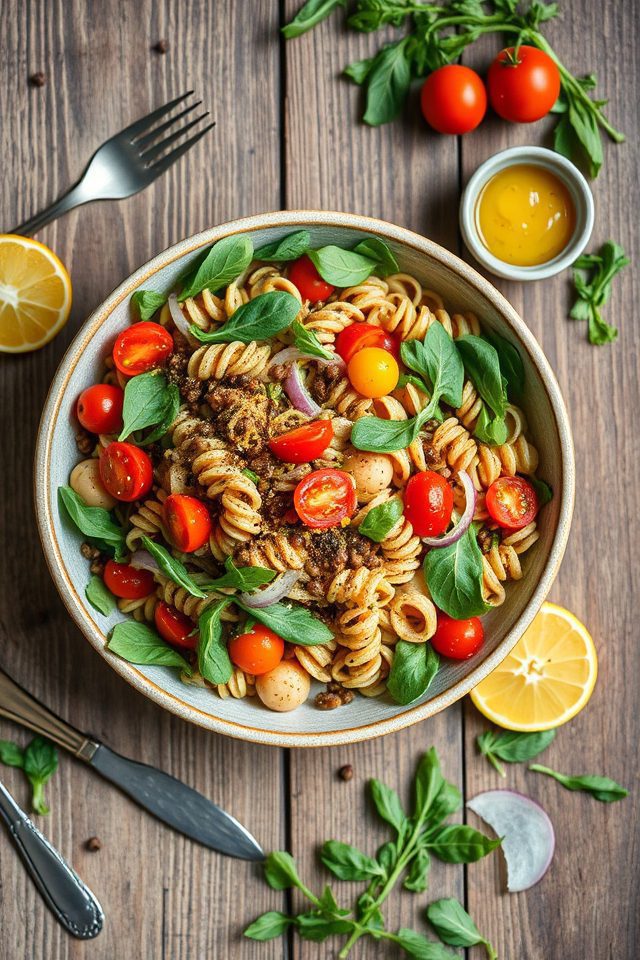 lentil arugula pasta salad