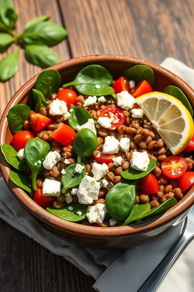 lentil spinach salad recipe