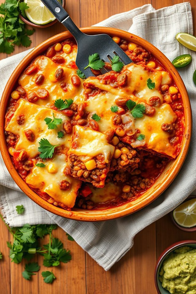 lentil vegetable enchilada casserole