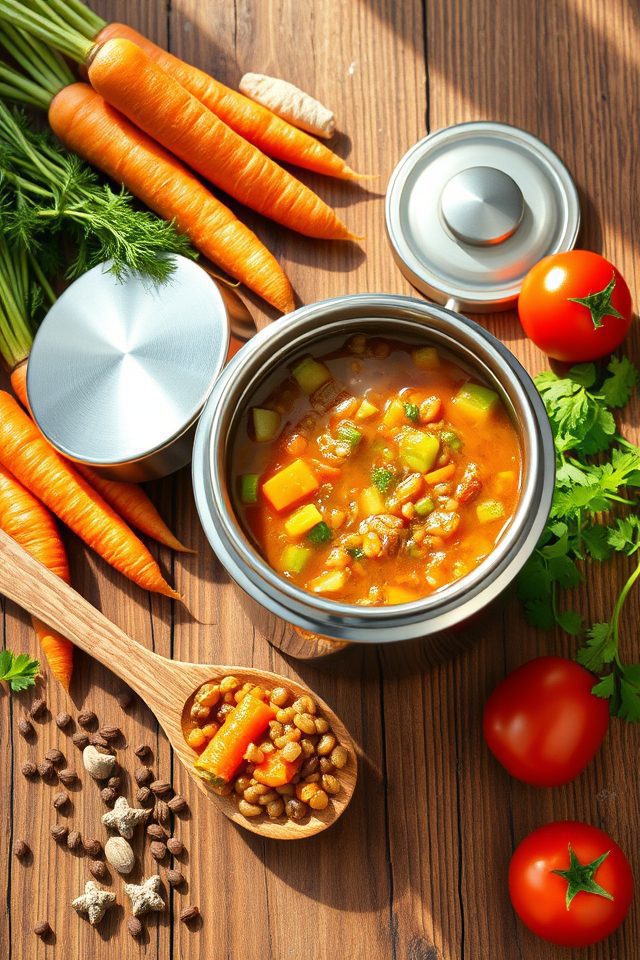 lentil vegetable thermos soup